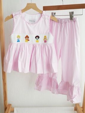 Girls' Pink Princess Smocked set